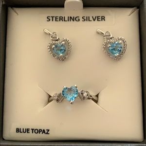 Blue topaz ring and earrings